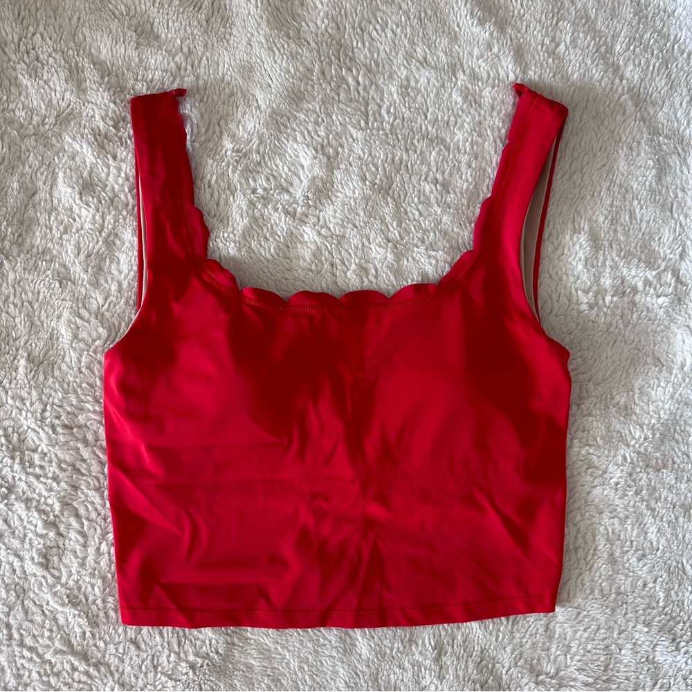 Kortni Jeane TOMATO RED discontinued style Scallop top.
